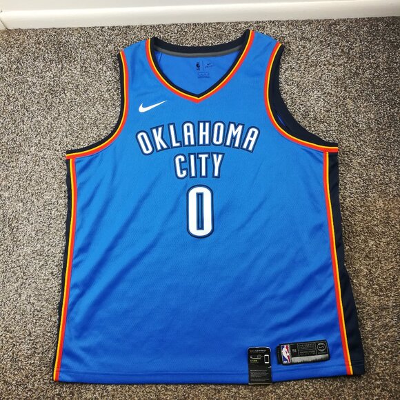 NWT Russell Westbrook #0 Nike Oklahoma City Thunder Swingman Jersey Size 56 2XL - Picture 1 of 10